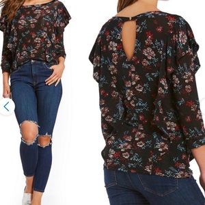 Free People Dock Street Ruffle Floral Top